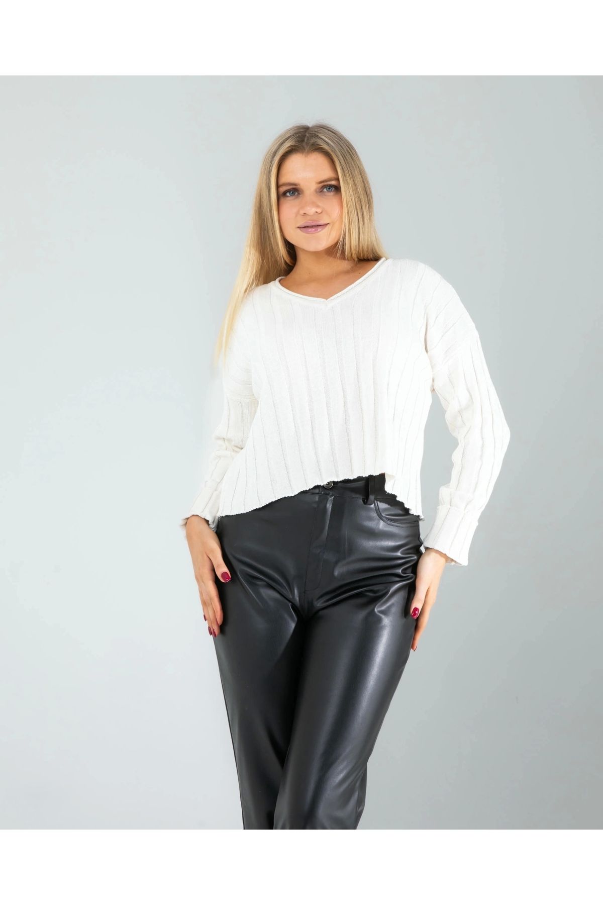 OurStyles Portakal Desen Triko Kazak