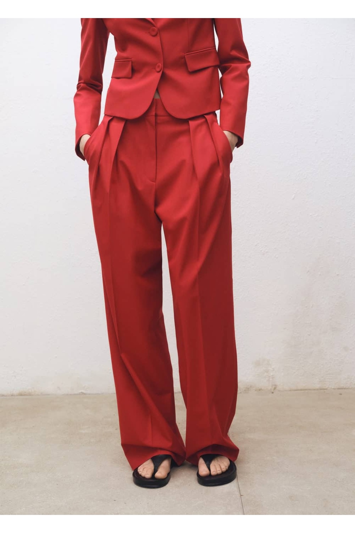 Wideleg yün karışımlı pantolon