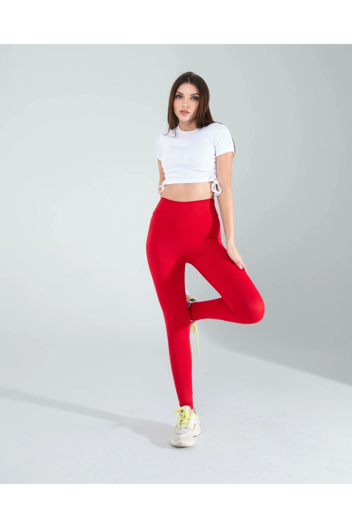 OurStyles Kırmızı Fitilli Push Up Toparlayıcı Spor Tayt