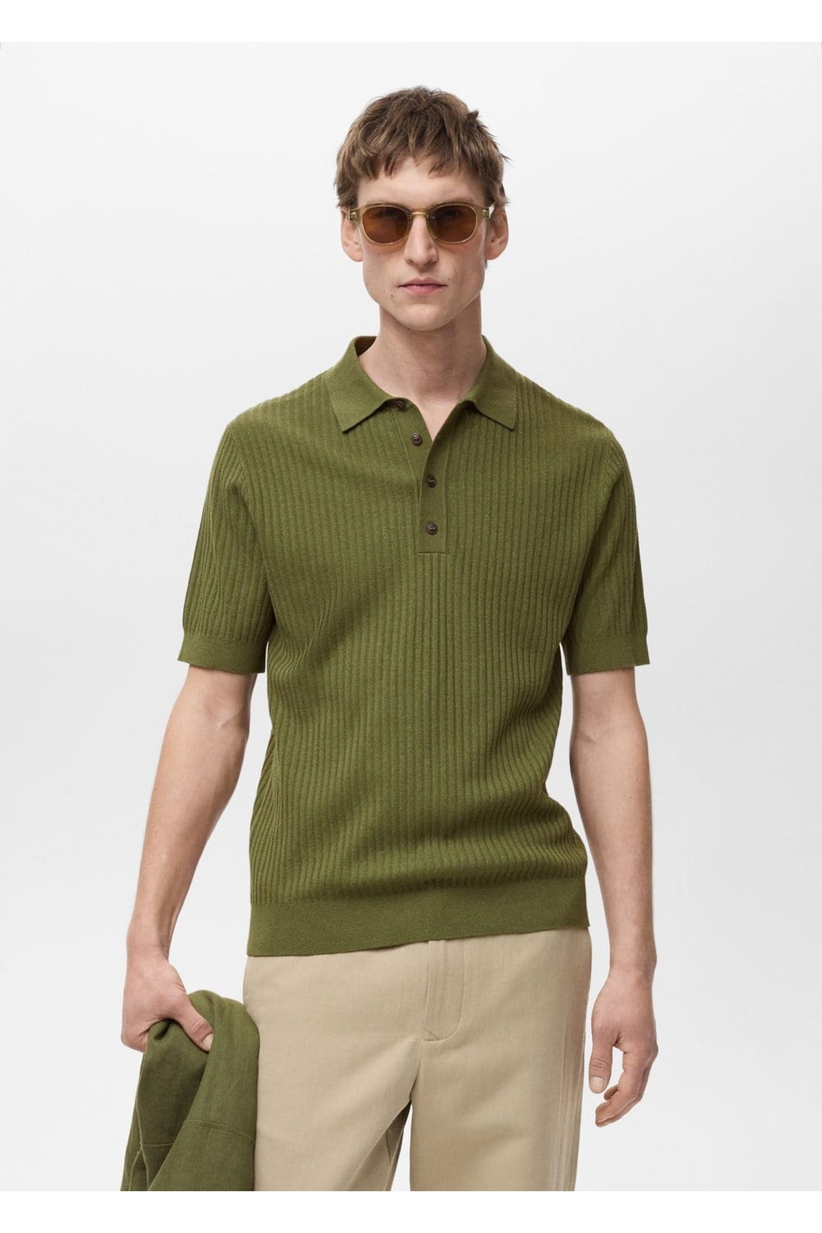Pamuk karışımlı ribana polo gömlek