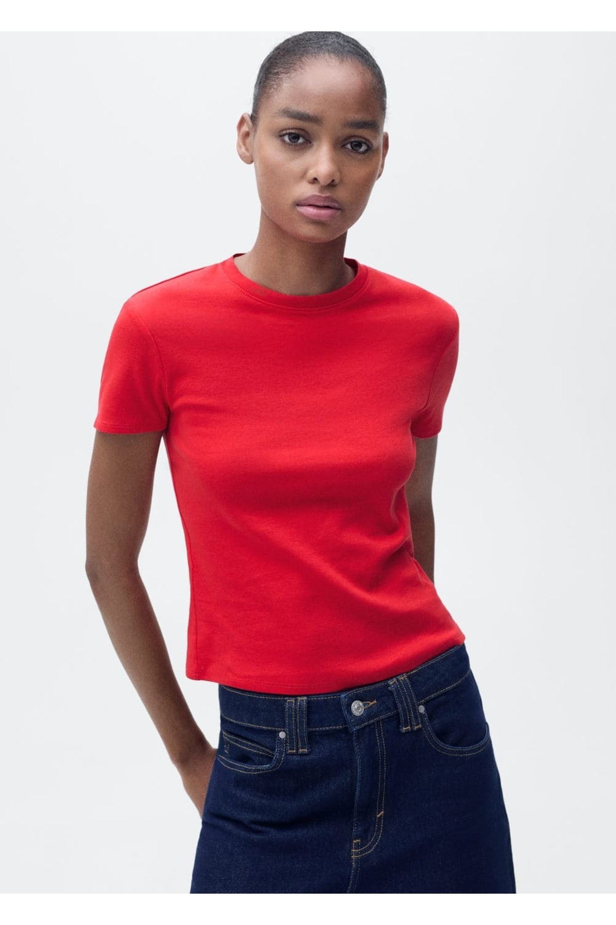 Fitted pamuklu tişört