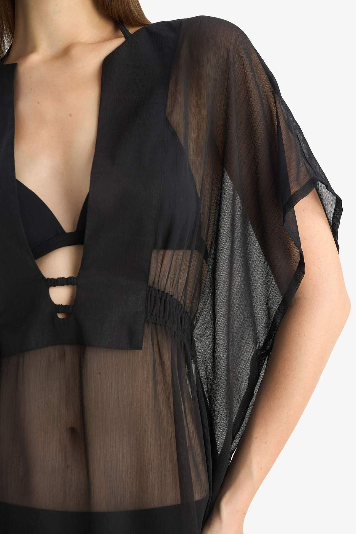 DeFacto-Schwarzer Chiffon-Kimono – Fall In Love Z9958az25sm 5