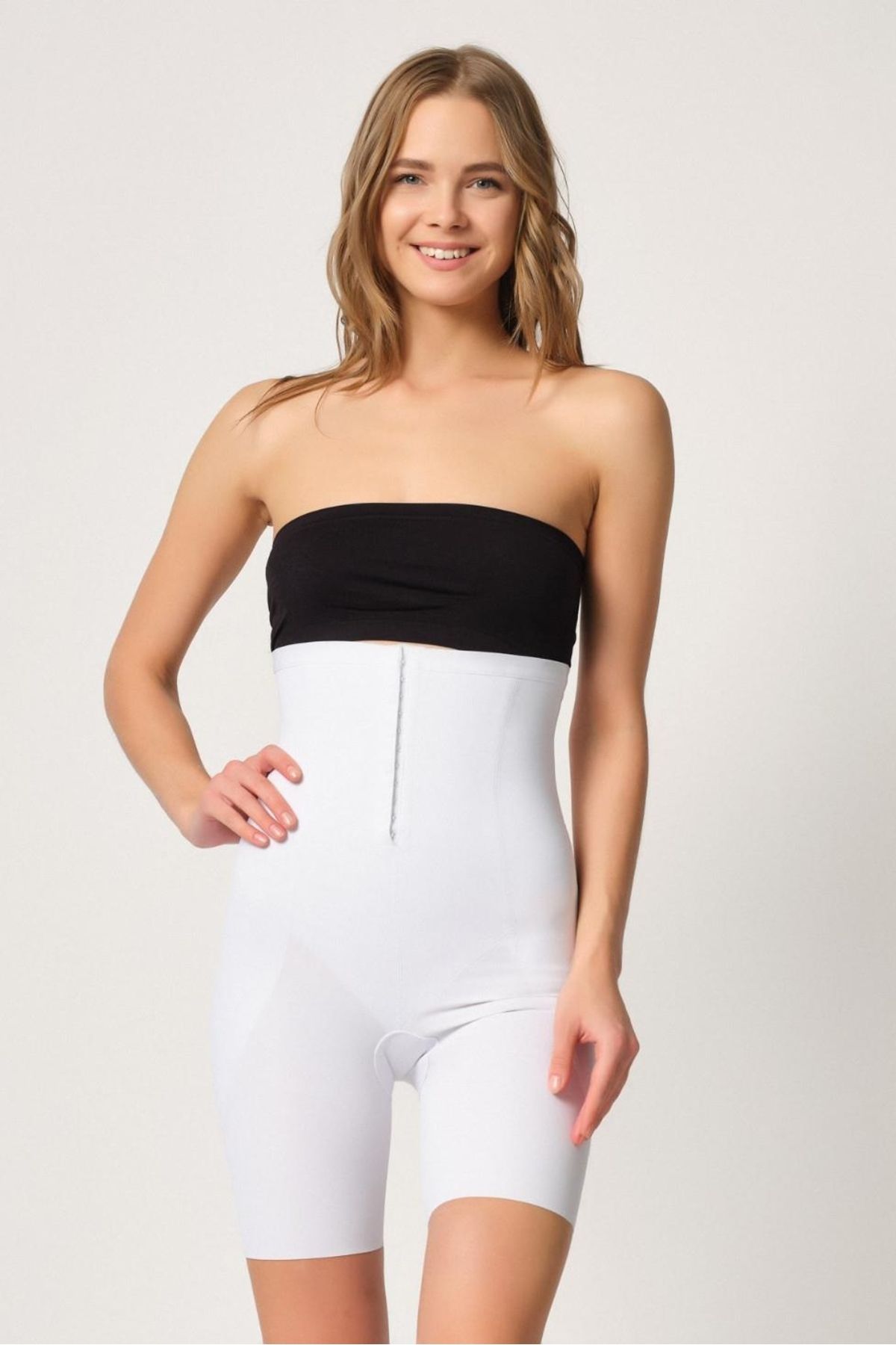 Moon wear Beyaz Mı Emay 2832 Yüksek Bel Balen Destekli Agraflı Lazer Korse
