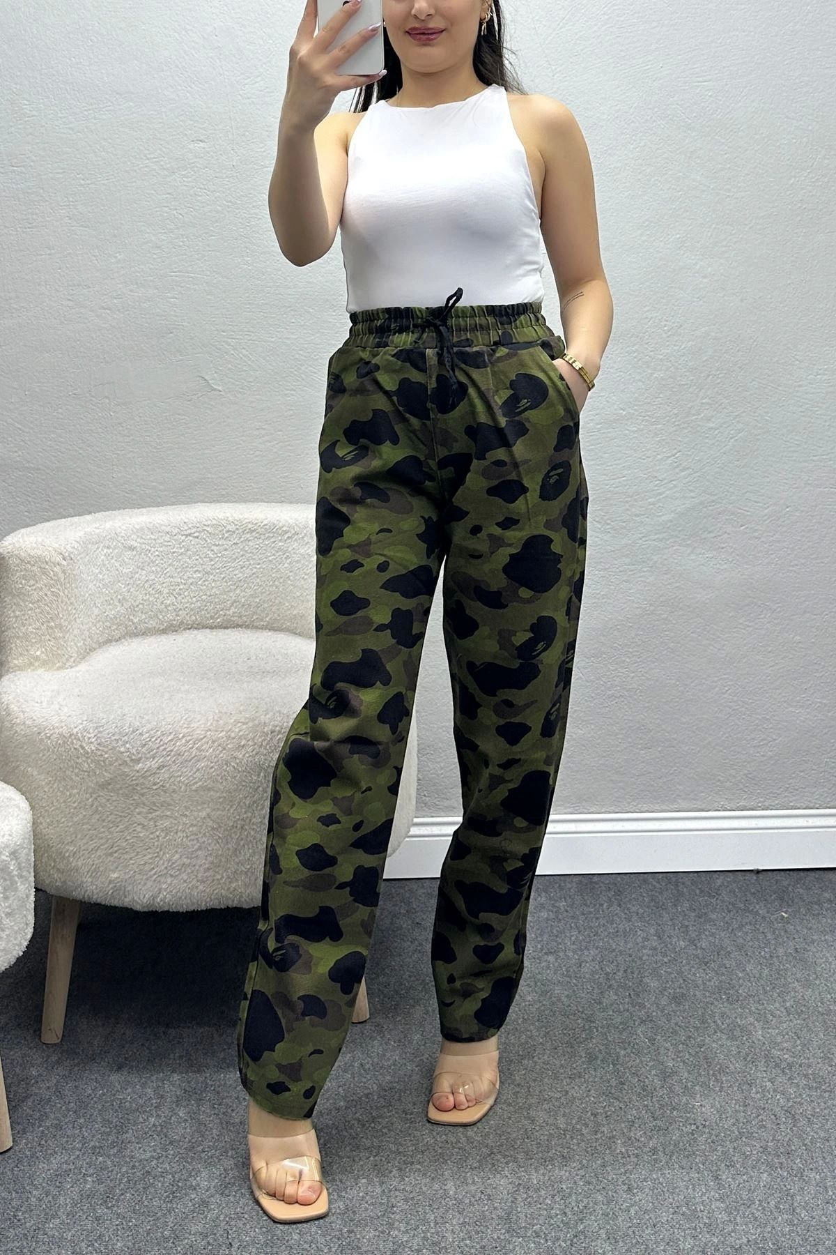 OurStyles Desenli Gabardin Pantolon Kamuflaj - 40765.1431.