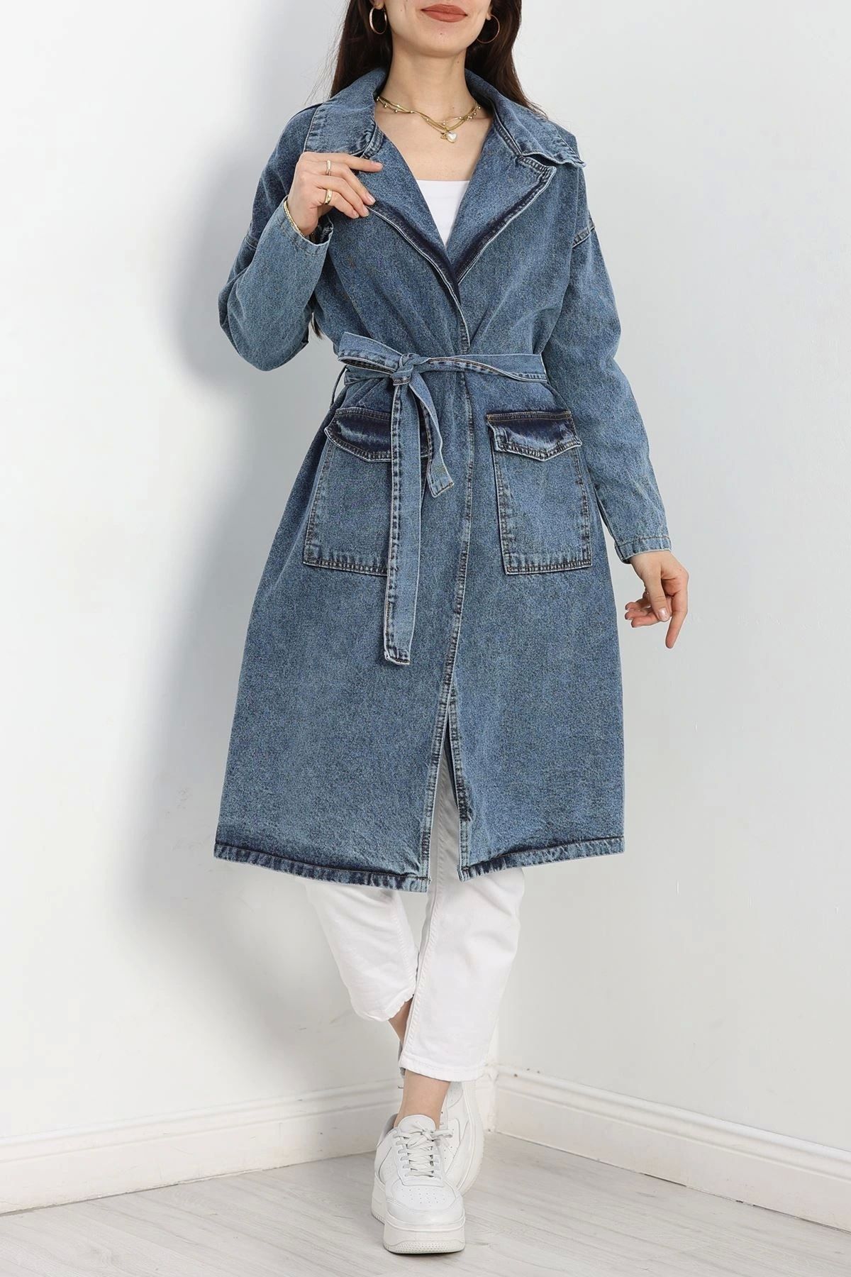 OurStyles Trenç Kot Ceket Mavi - 13372.1778.