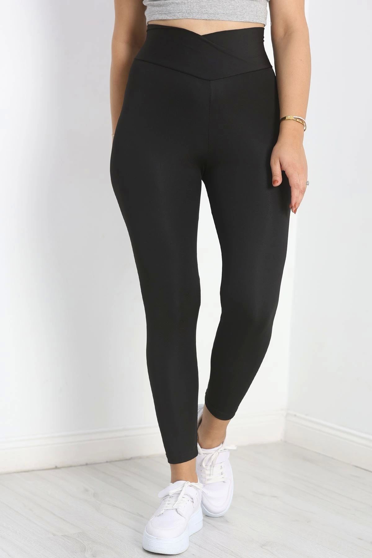 OurStyles Çapraz Kemer Büyük Beden Dalgıç Tayt Siyah - 50428.1005.
