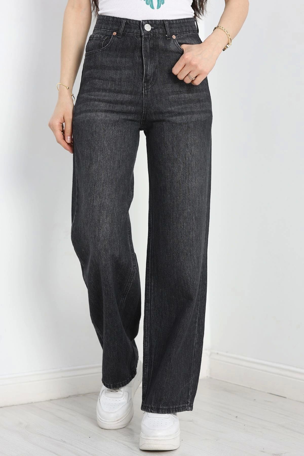 OurStyles Yıkamalı Palazzo Kot Pantolon Buzmavi - 40769.1431.