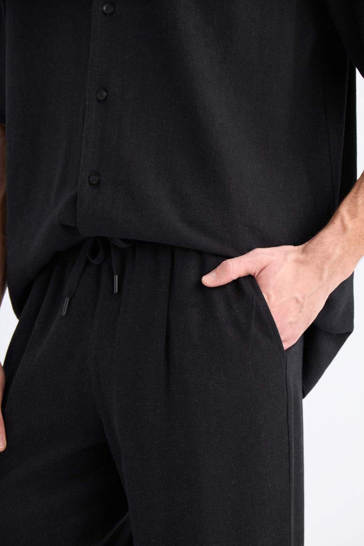 DeFacto-Summer Viscose Jogger Pants Regular Fit Regular Cut Linen Blended Straight Leg with Pockets B4867Ax25Sm 6