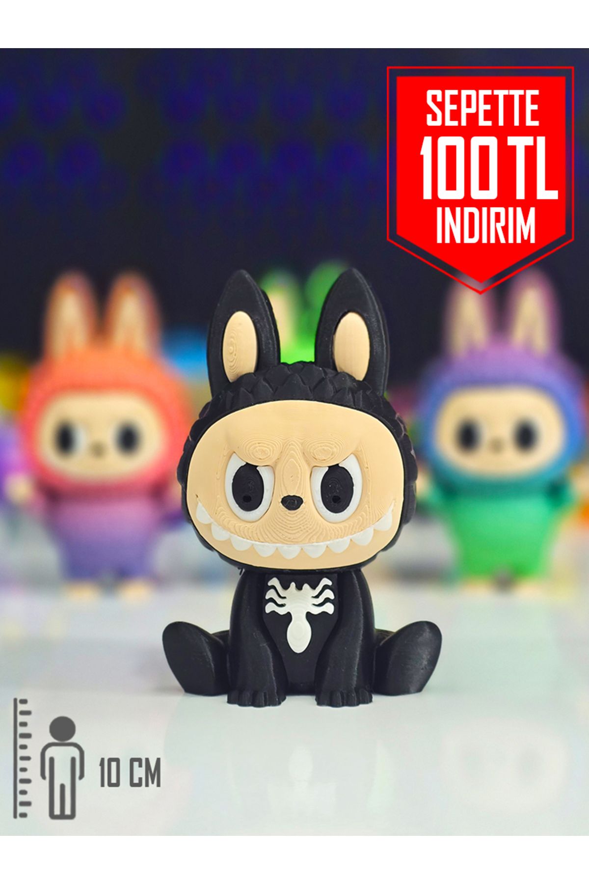 Suelo Butik Özel Seri Labubu Venom Cosplay - Venom Kostümlü Labubu Oyuncak Figür 10 Cm (1 Adet)