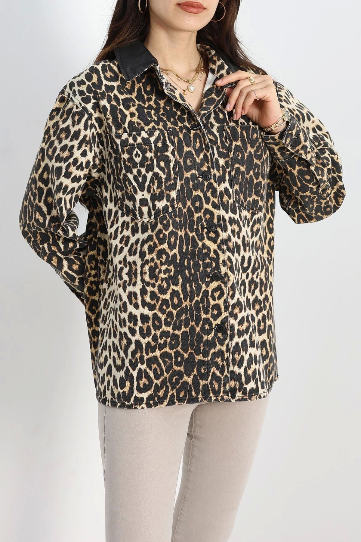 OurStyles Leopar Desen Gömlek Leopar - 13921.1966.