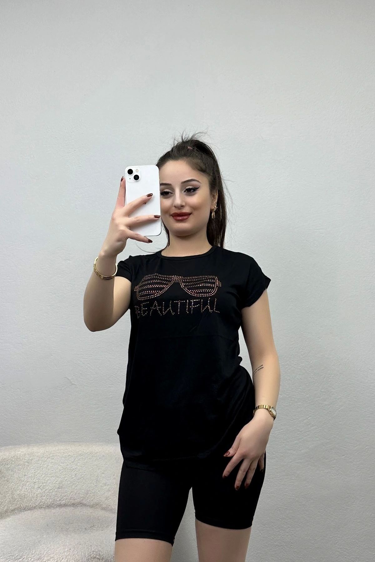 OurStyles Taş Detay Viskon Bluz Siyah - 40664.599.