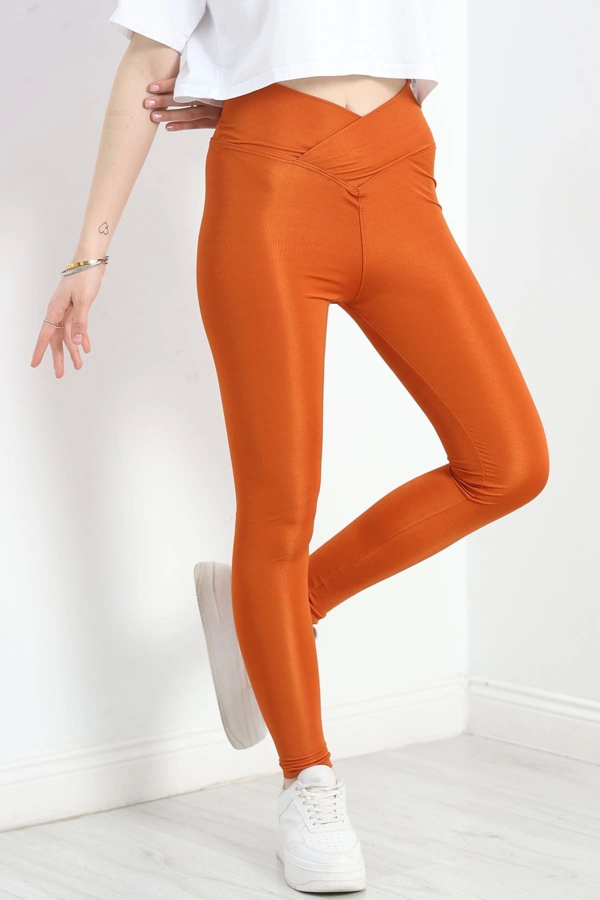 OurStyles Çapraz Kemer Disko Tayt Turuncu - 50306.1128.