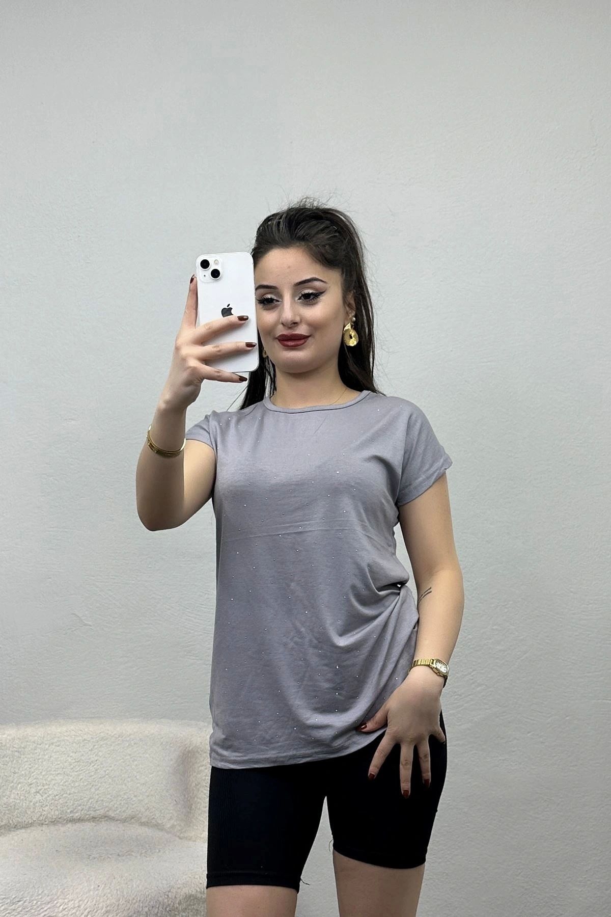 OurStyles Taşlı Bluz Turkuaz - 20755.599.