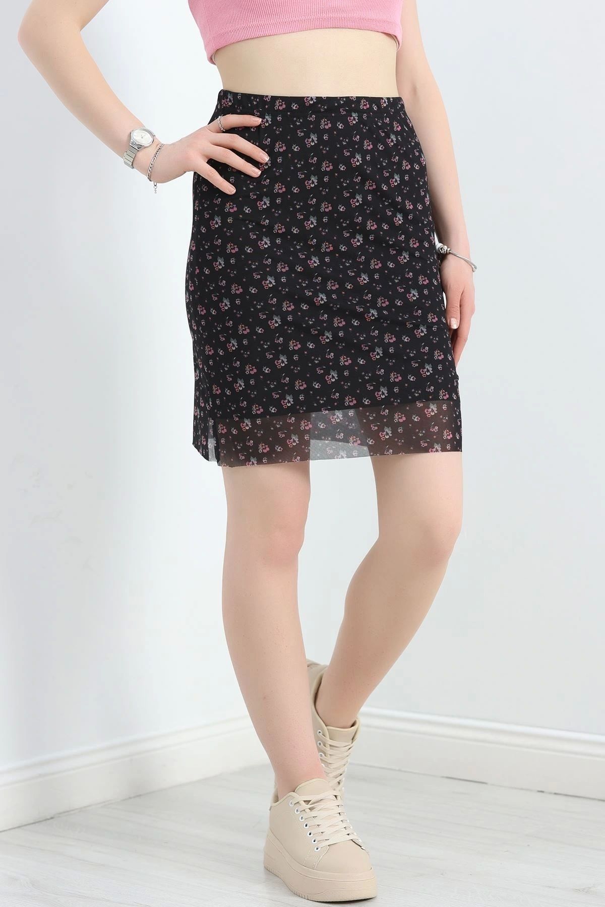 OurStyles Astarlı Şifon Etek Leopar - 40430.1892.