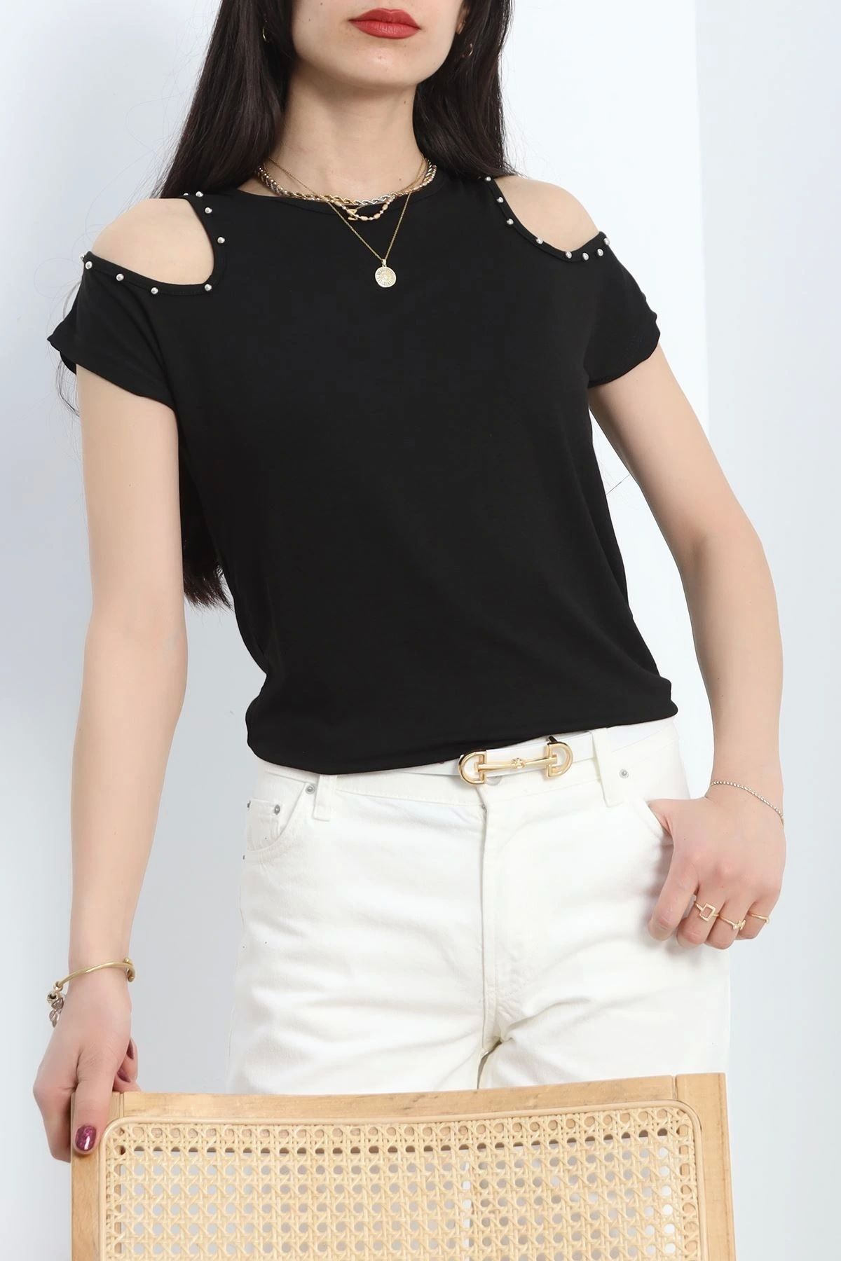 OurStyles Omuzları Pencereli Bluz İndigo - 20774.599.