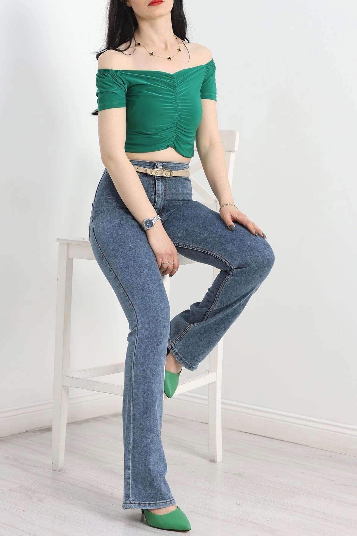 OurStyles Cepsiz İspanyol Paça Kot Pantolon Buzmavi - 41262.1431.