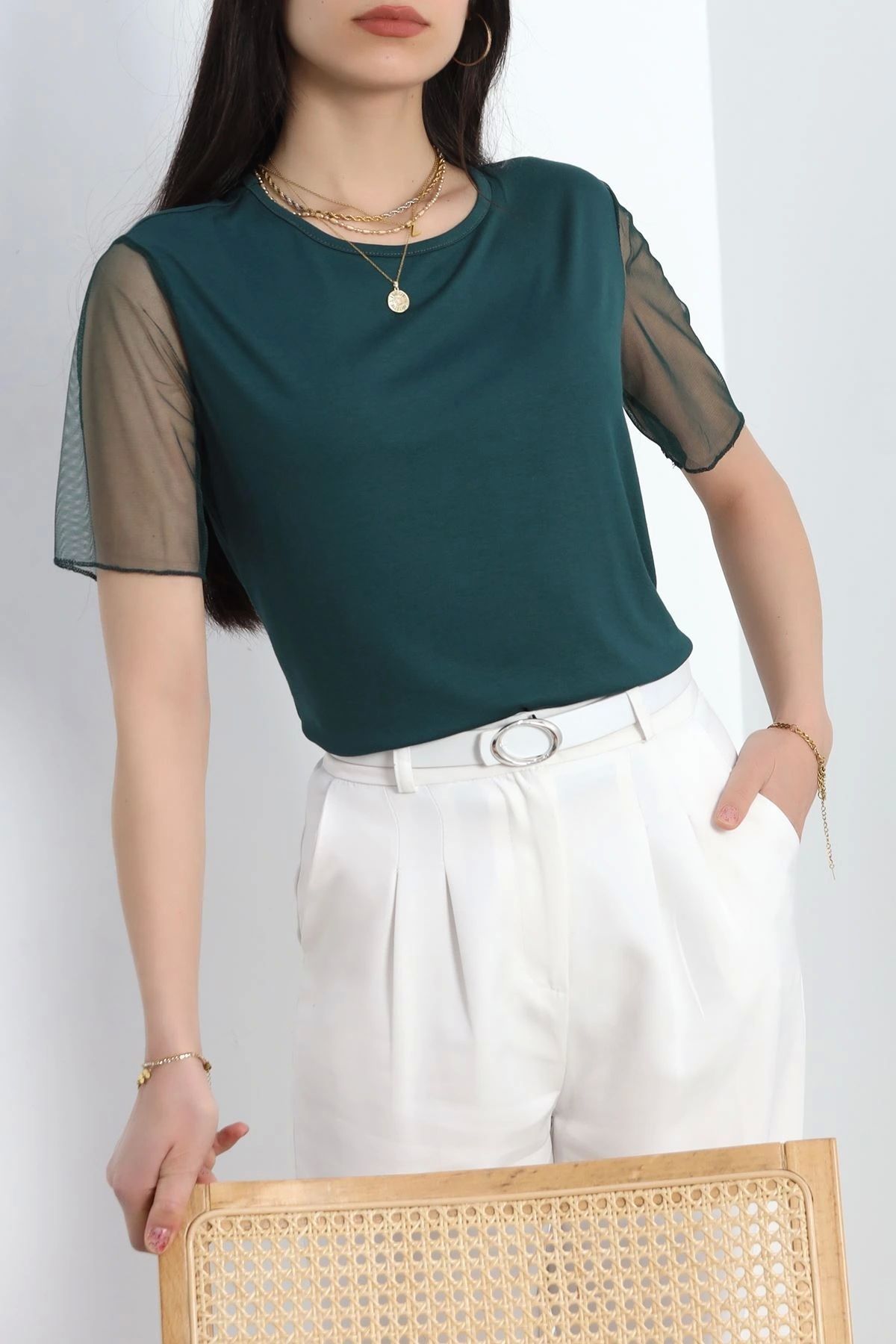 OurStyles Kolları Tül Detaylı Bluz Siyah - 20922.599.
