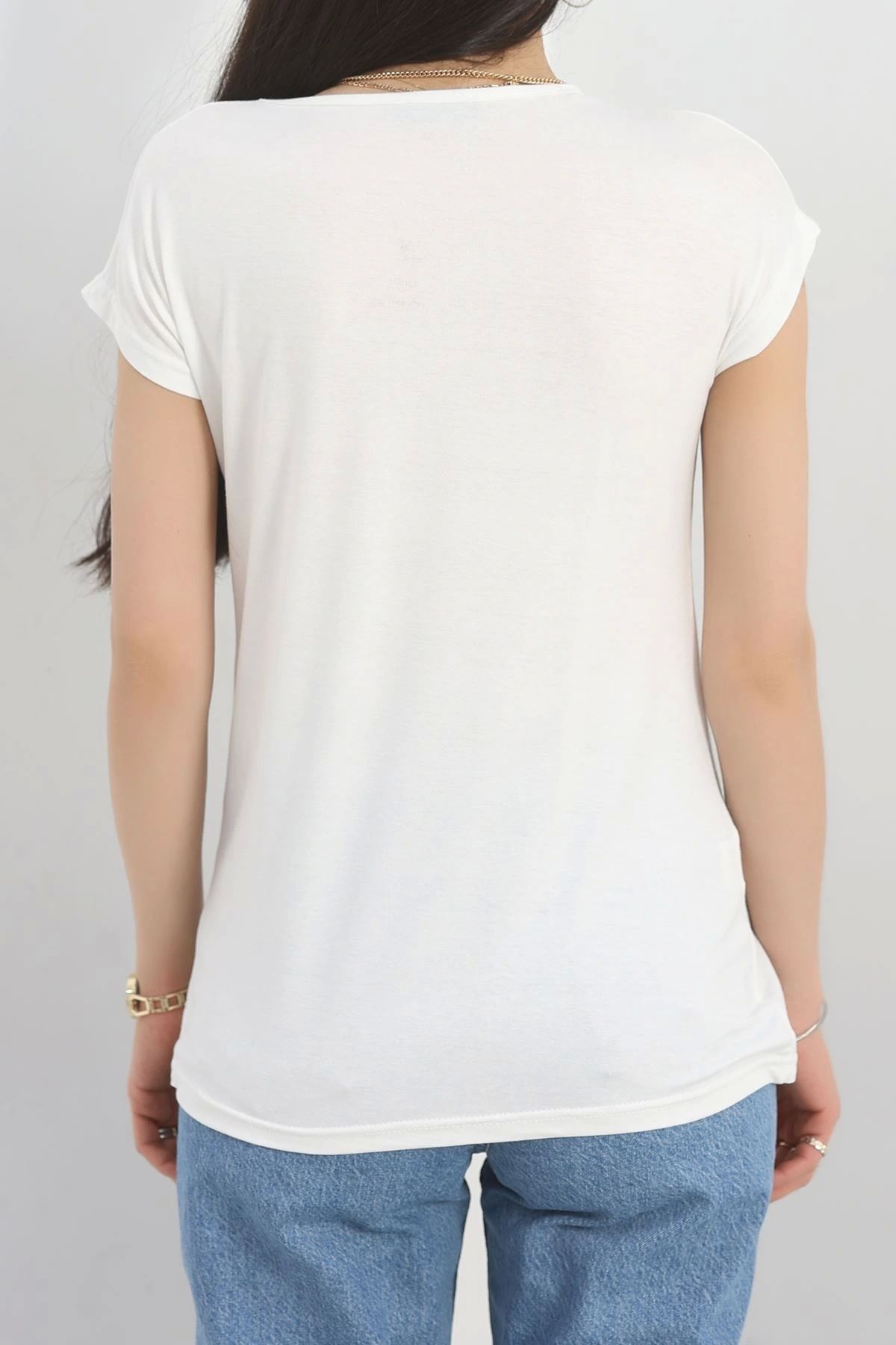 OurStyles Pul Detay Kısa Kol Bluz Pudra - 40259.599.