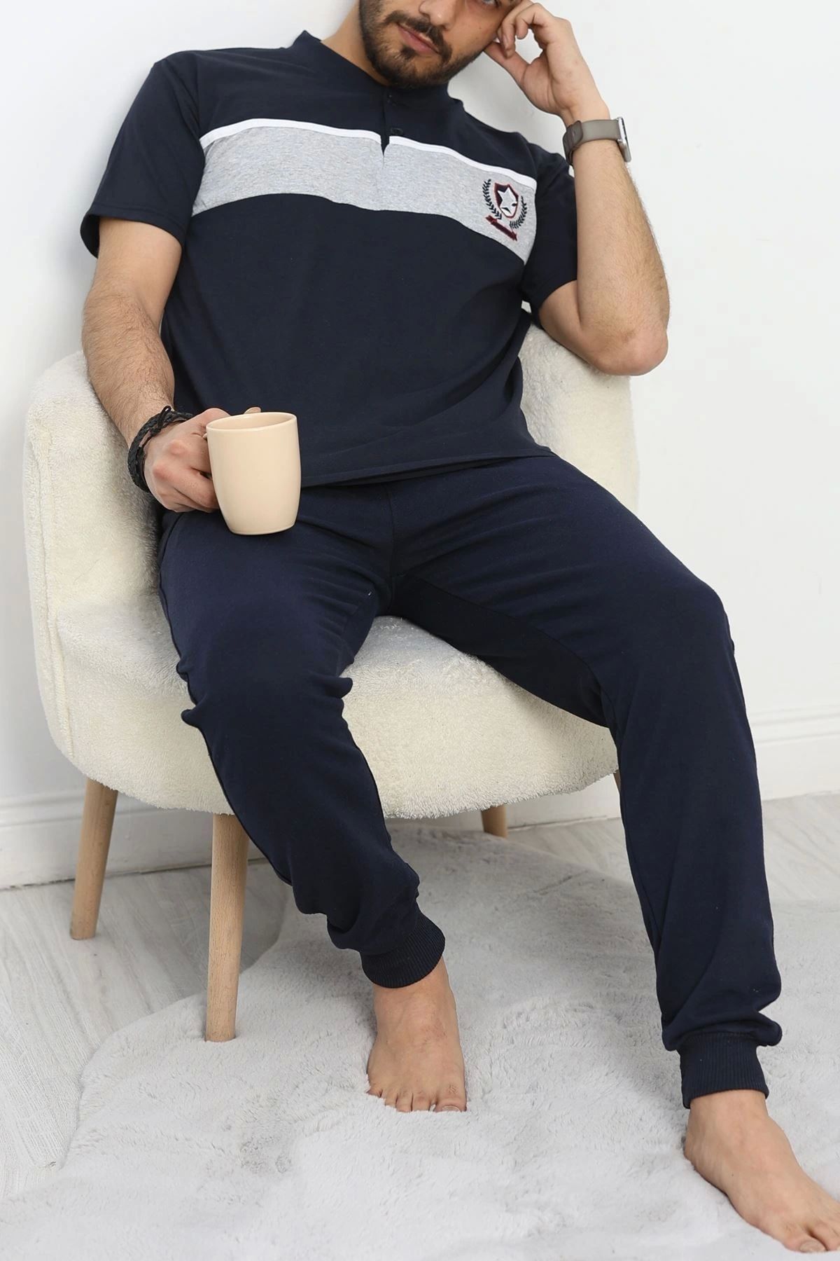 OurStyles Erkek Pijama Takımı Lacigri - 40463.1838.