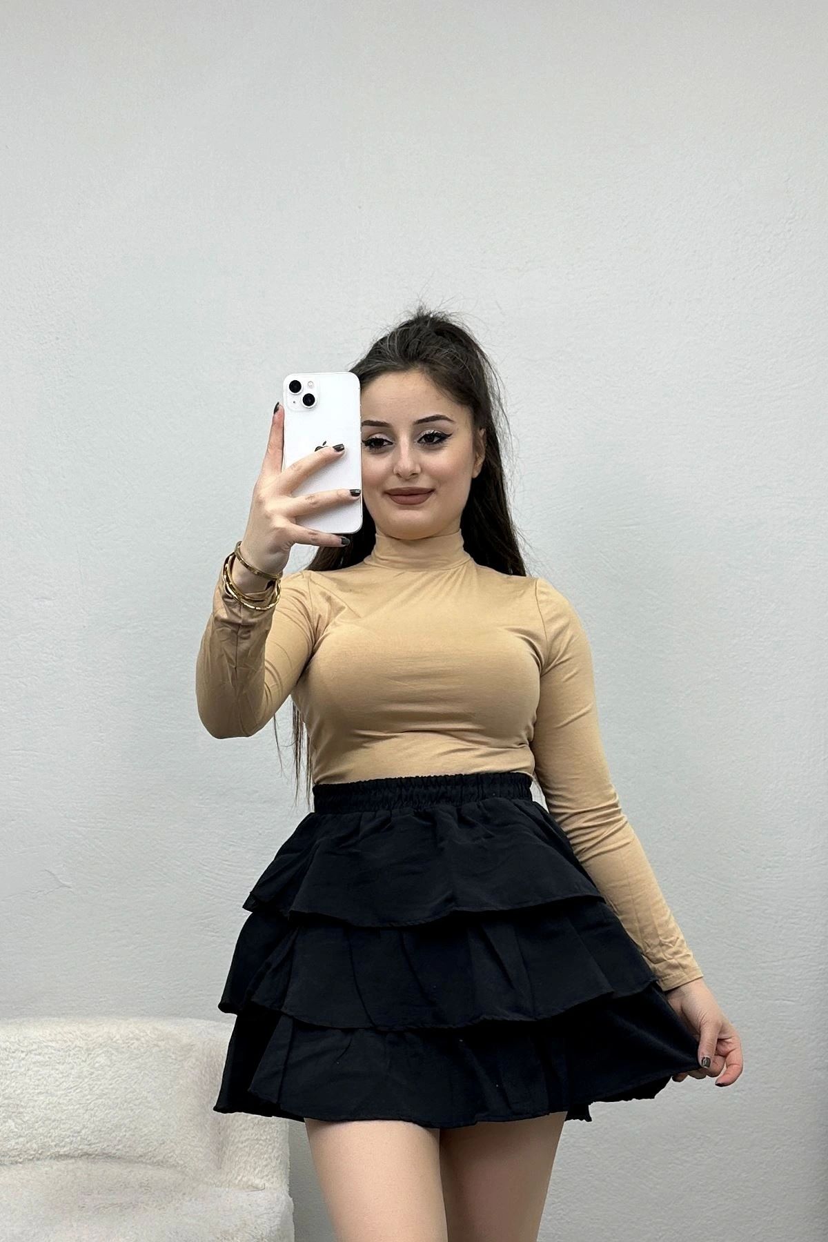 OurStyles Dik Yaka Viskon Body Kırmızı - 50214.1723.
