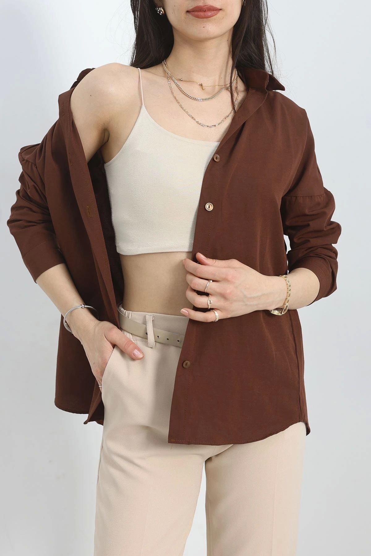 OurStyles Oversize Terikoton Gömlek Beyaz - 40341.308.