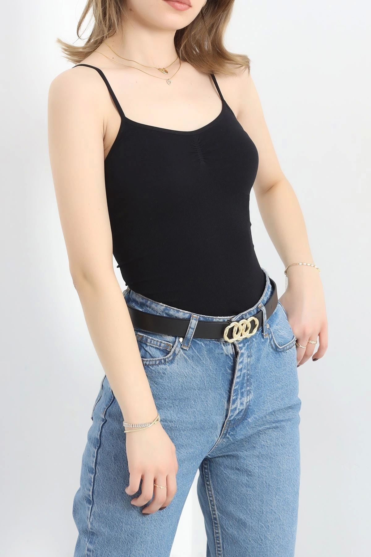 OurStyles Dikişsiz Korsajlı Atlet Siyah - 5006.125.