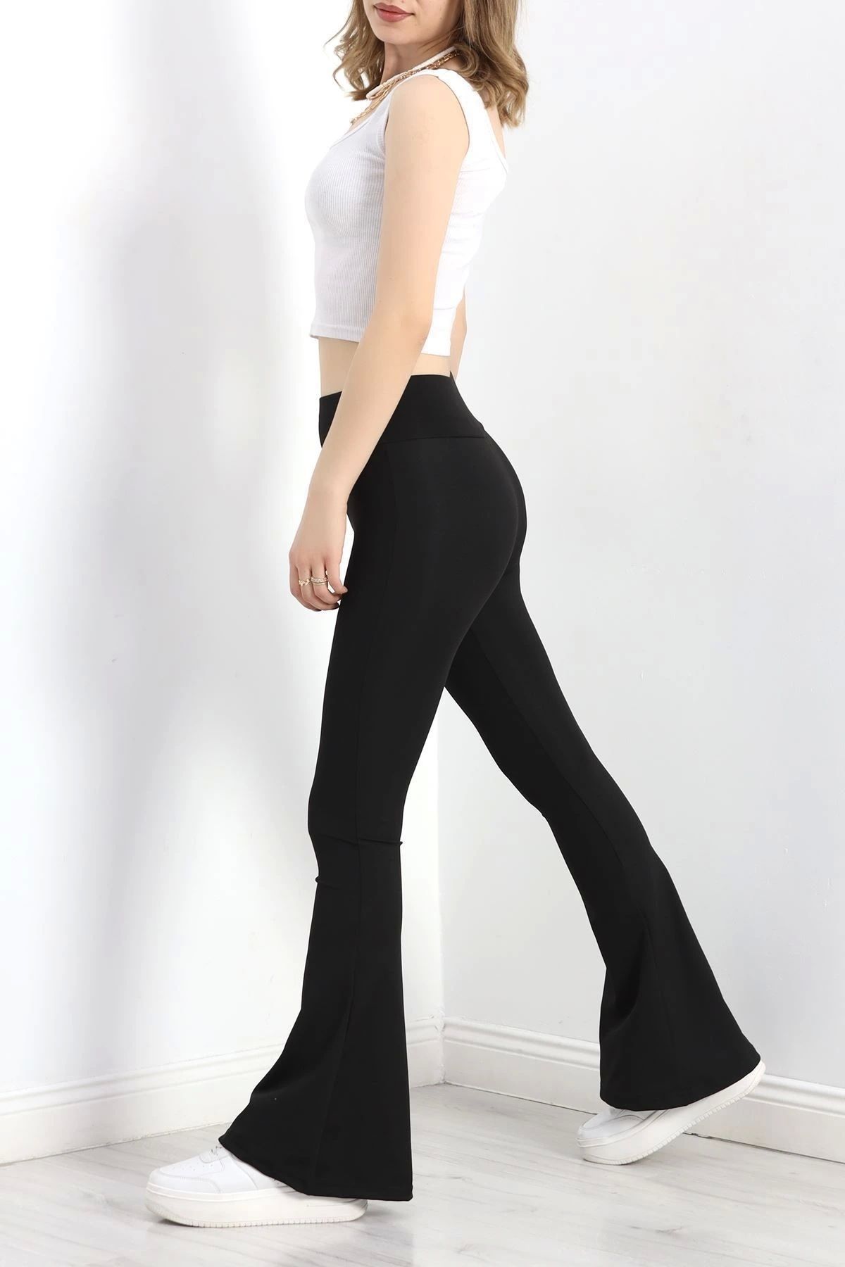 OurStyles Geniş Kemer İspanyol Paça Dalgıç Tayt Siyah - 40125.1098.