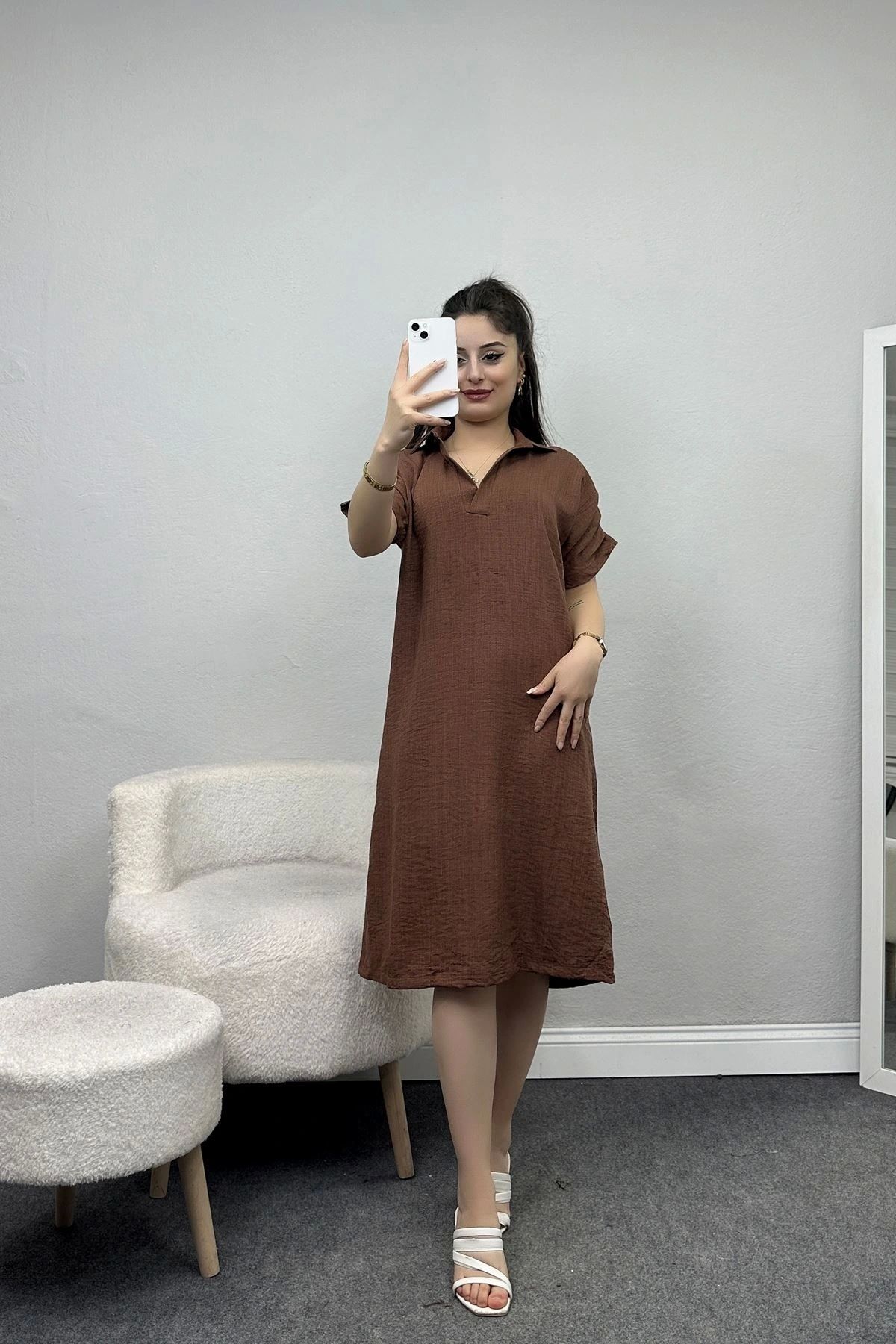 OurStyles Omuz Pileli Keten Elbise Siyah - 40623.1977.