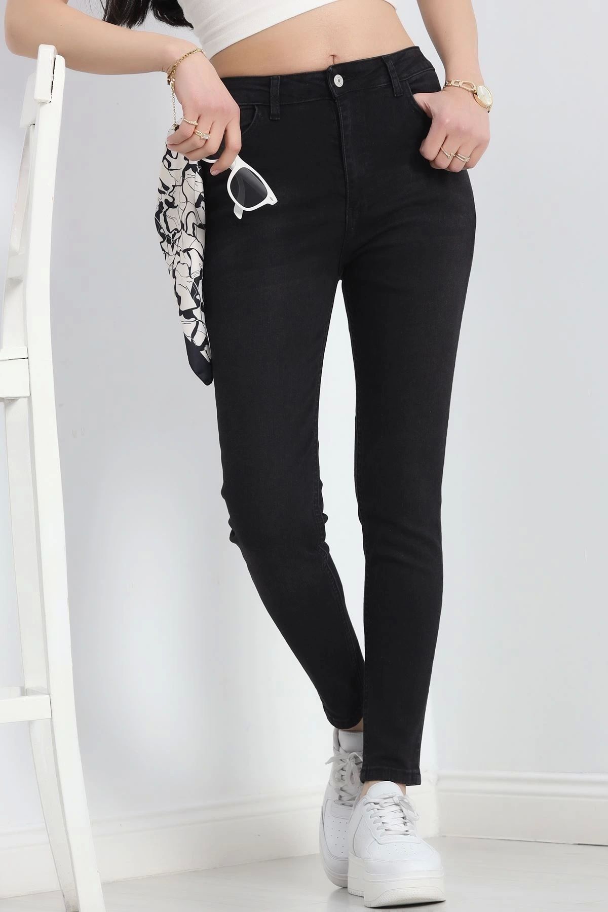 OurStyles Yüksek Bel Dar Paça Kot Pantolon Siyah - 30327.1946.