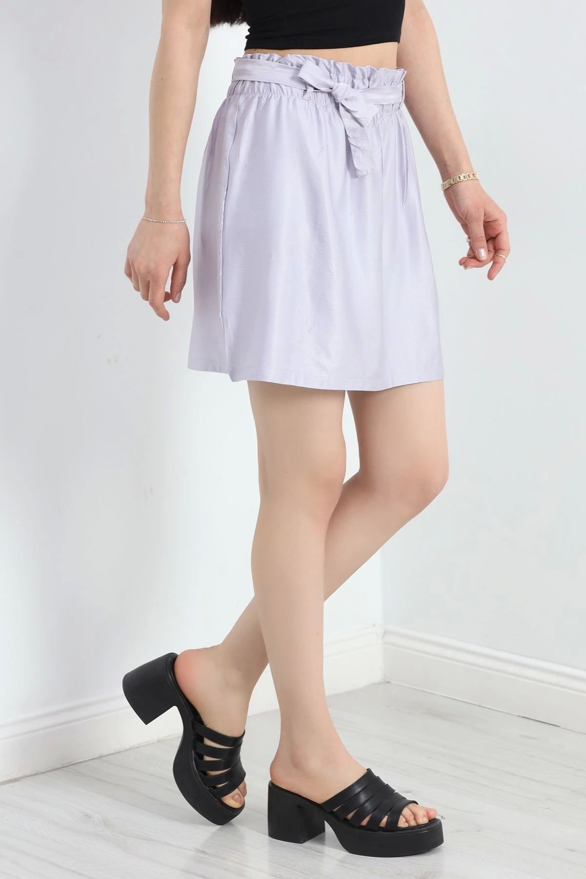 OurStyles Kuşaklı Mini Etek Dumangri - 19923.1837.