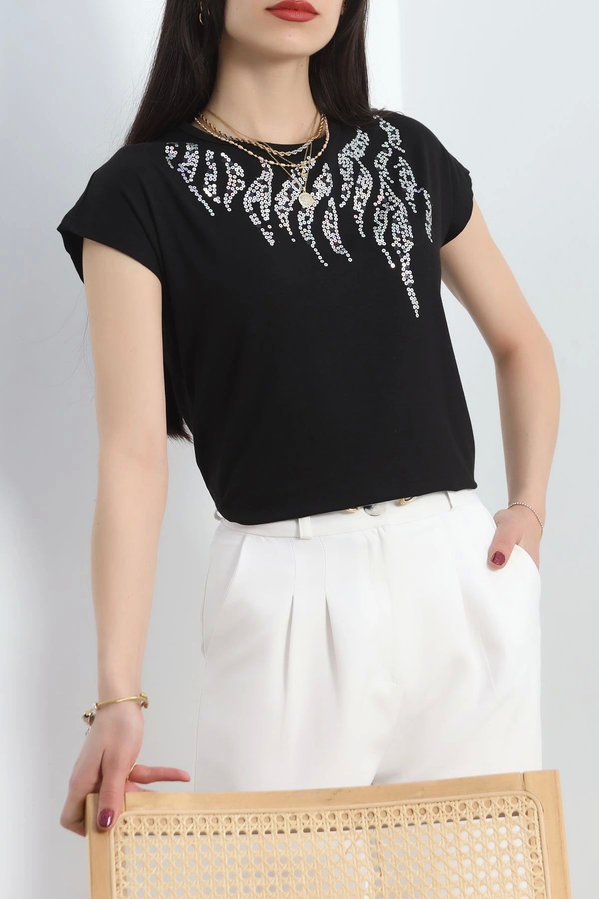 OurStyles Yaka Pullu Bluz Siyah - 20756.599.