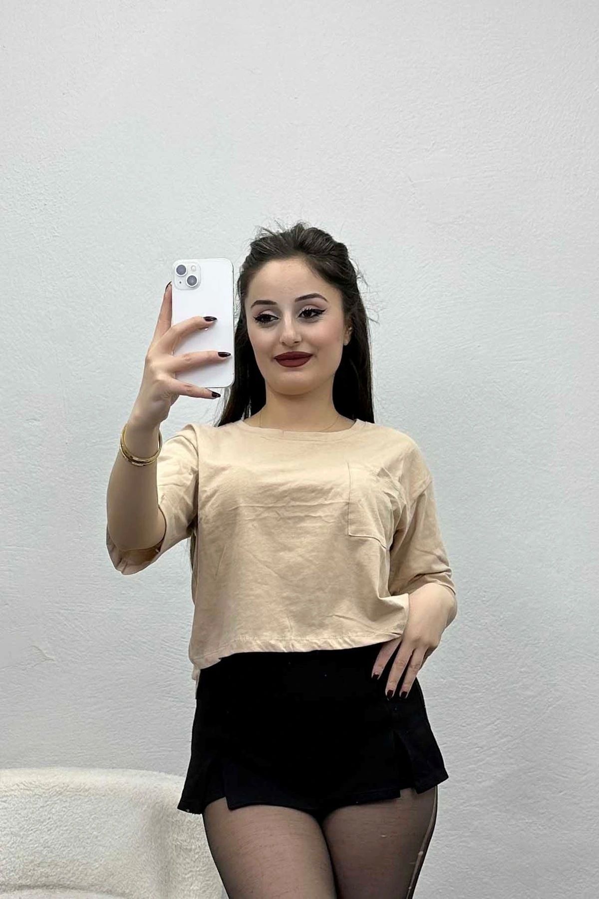 OurStyles Bisiklet Yaka Cepli Tişört Yeşil - 16563.1567.