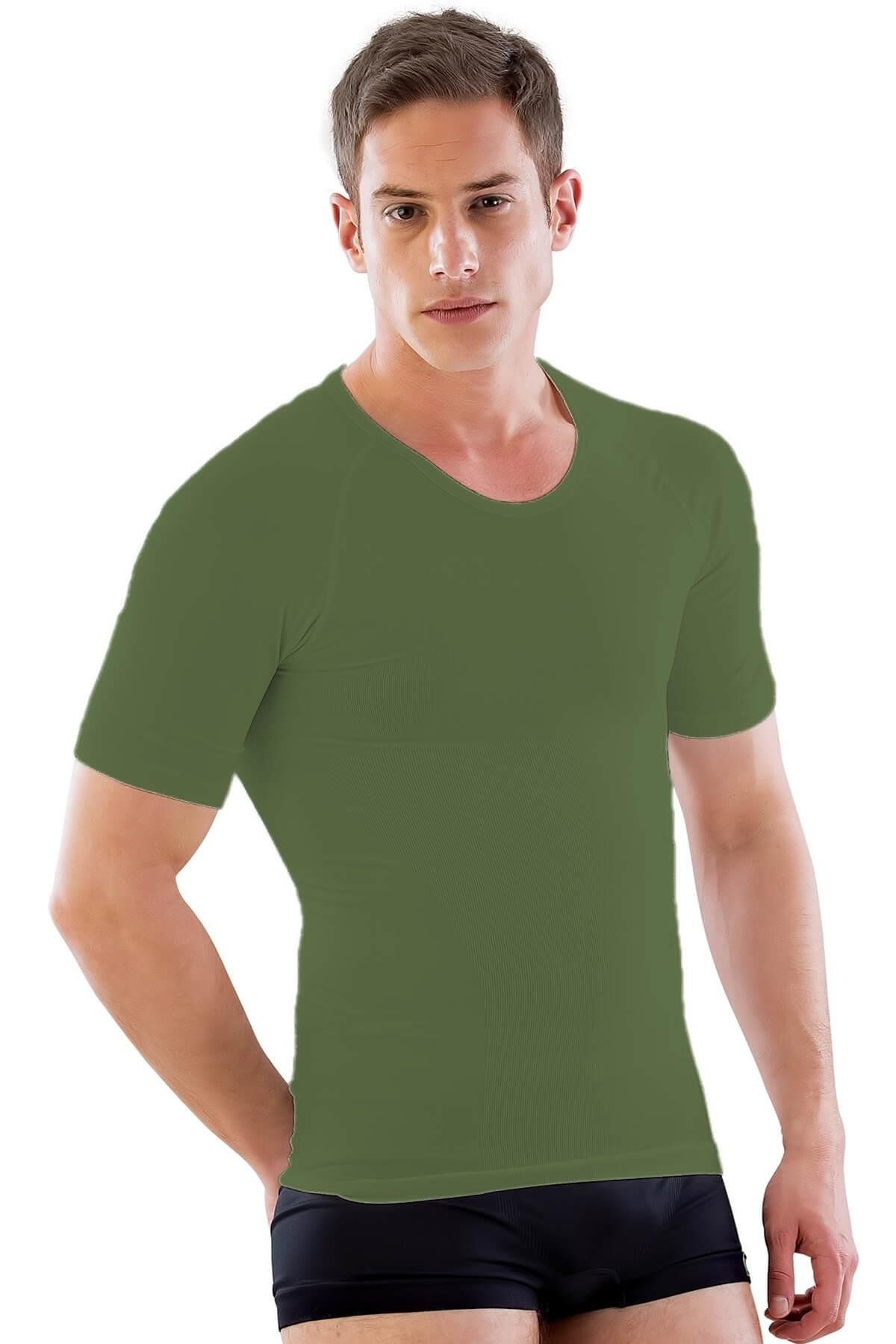 Moon wear Haki Yeşil Mı Emay E1010 Yarım Kol Erkek Korse Atlet