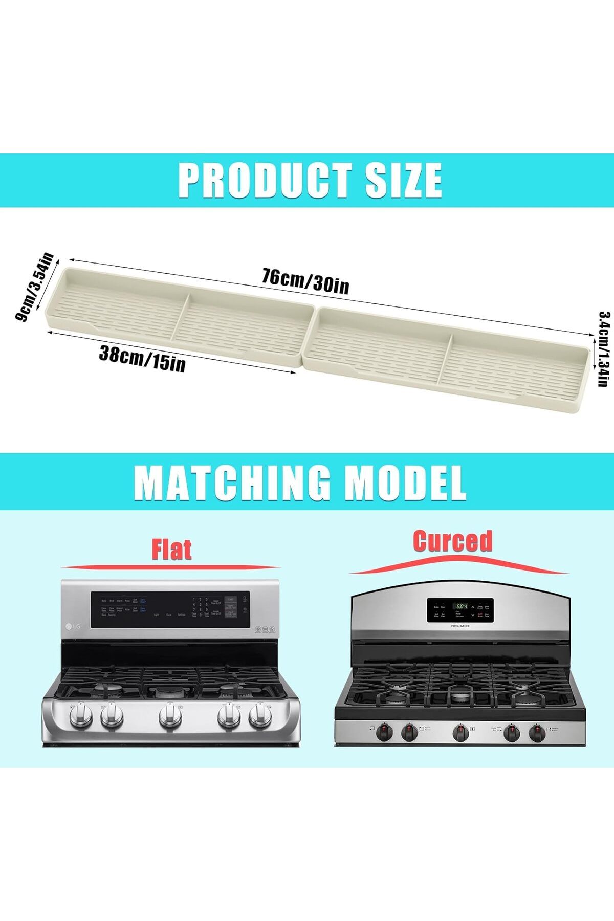Generic-Excefore 2-Pack 30" Magnetic Silicone Stove Top Shelf, Modern Style, Over The Stove Shelf, Non-Slip 2