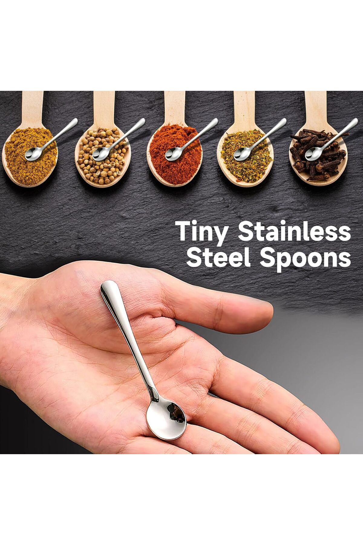 Generic-GlamRays Pack of 8 Tiny Stainless Steel Spoons for Spice Jars, Mini Size 7.5 cm, Cute Small Stainle 7