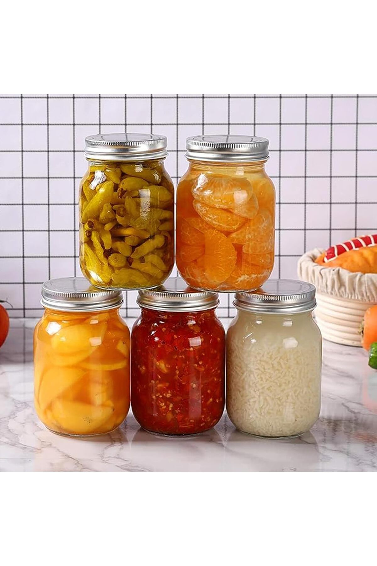 Generic-Mason Jars 16oz - 4 Pack, Regular Mouth Mason Jar with Lids and Seal Bands, Glass Canning Jar for S 5