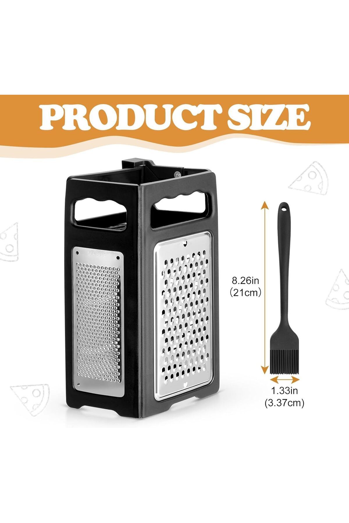 Generic-Cheese Grater, 4 Sided Hand Held Foldable Box Grater with Container Stainless Steel Handheld Grater 7