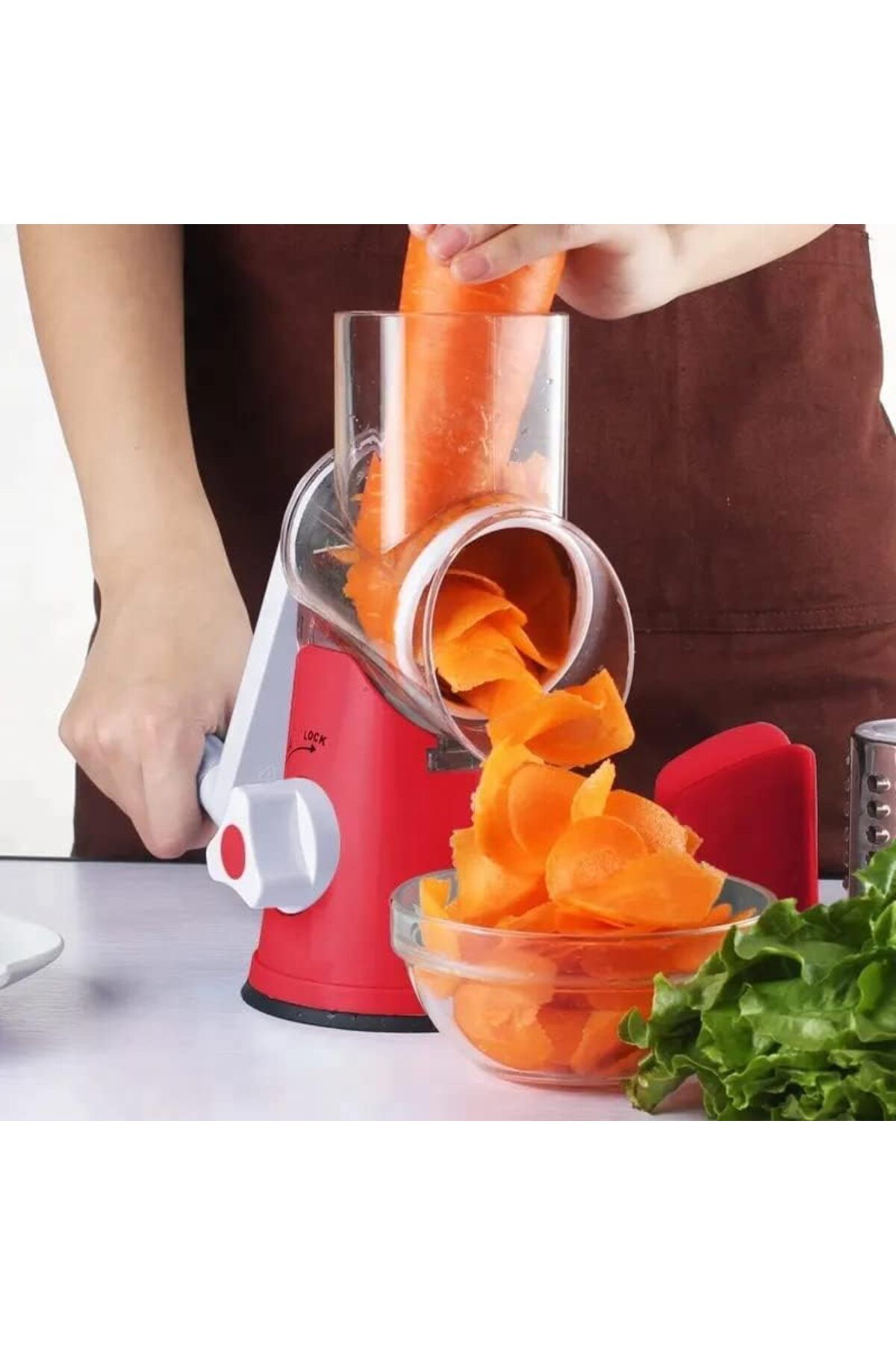 Generic-Stainless Steel Cheese Shredder Vegetable Nut Slicer 3 in 1 Manual Rotary Cheese Grater With 3 Blad 3