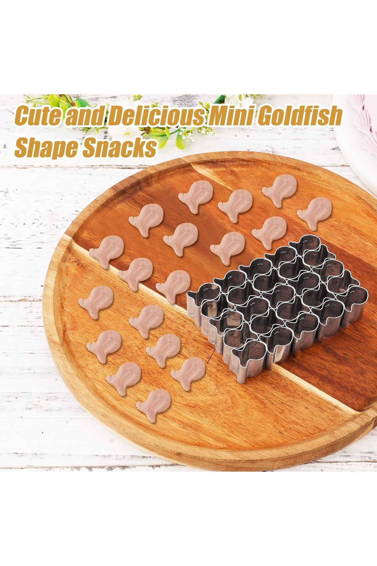Generic-ALMEKAQUZ Gold Fish Cracker Cutter, Biscuit Cutters for Baking with 25 Grids, Mini Tiny Goldfish Co 5