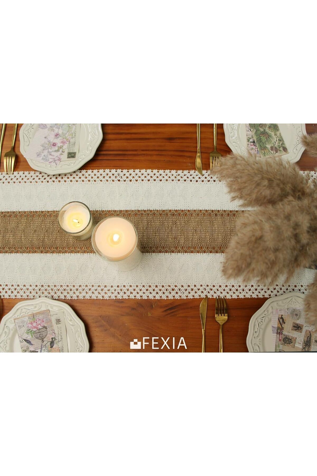 Generic-FEXIA Boho Table Runner for Summer Home Decor with Tassels 72 Inches Long Farmhouse Rustic Table Ru 6