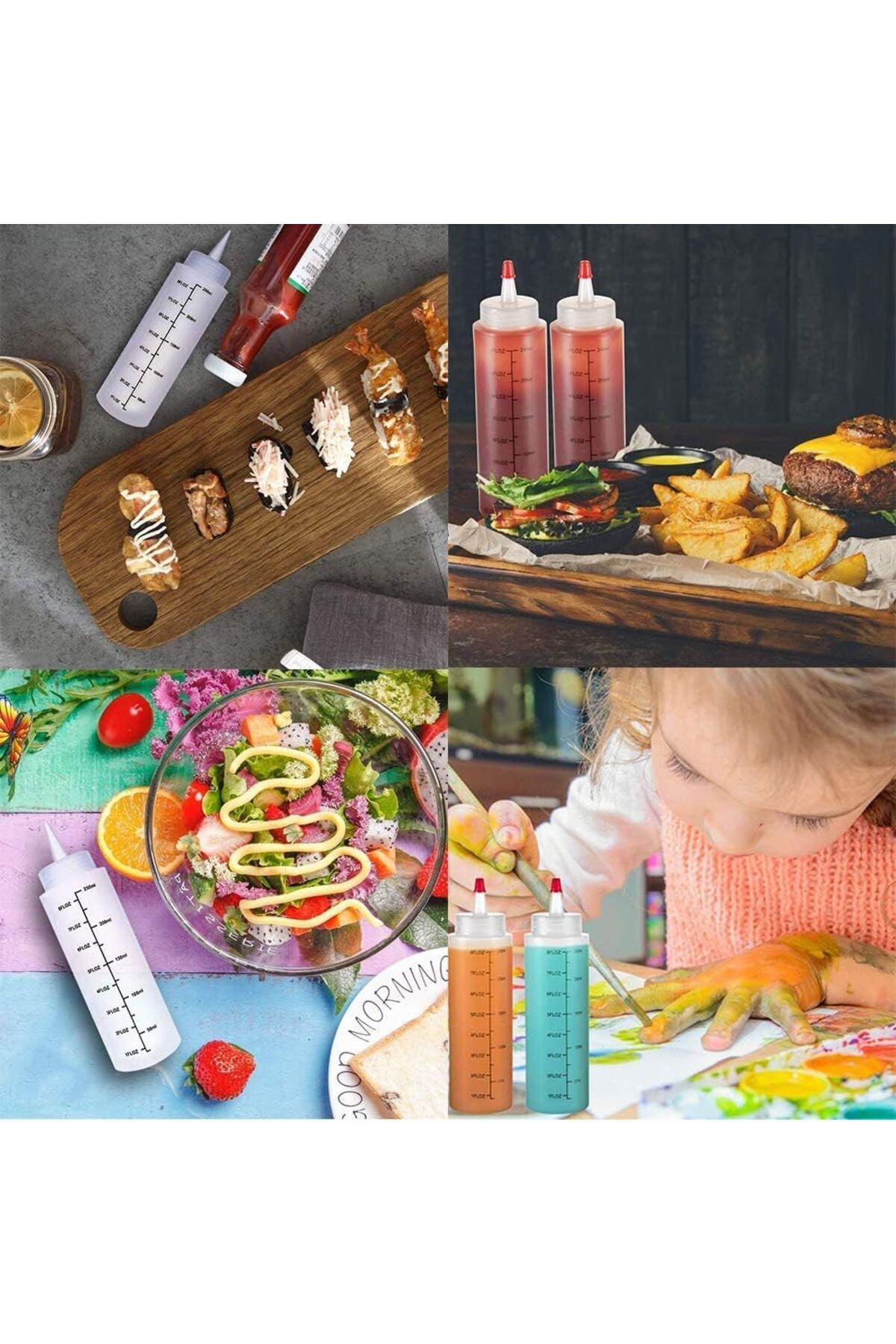 Generic-X spring Condiment Squeeze Bottles, Plastic Squeeze Bottles with Red Tip Cap, Sauce Squeeze Bottle 7