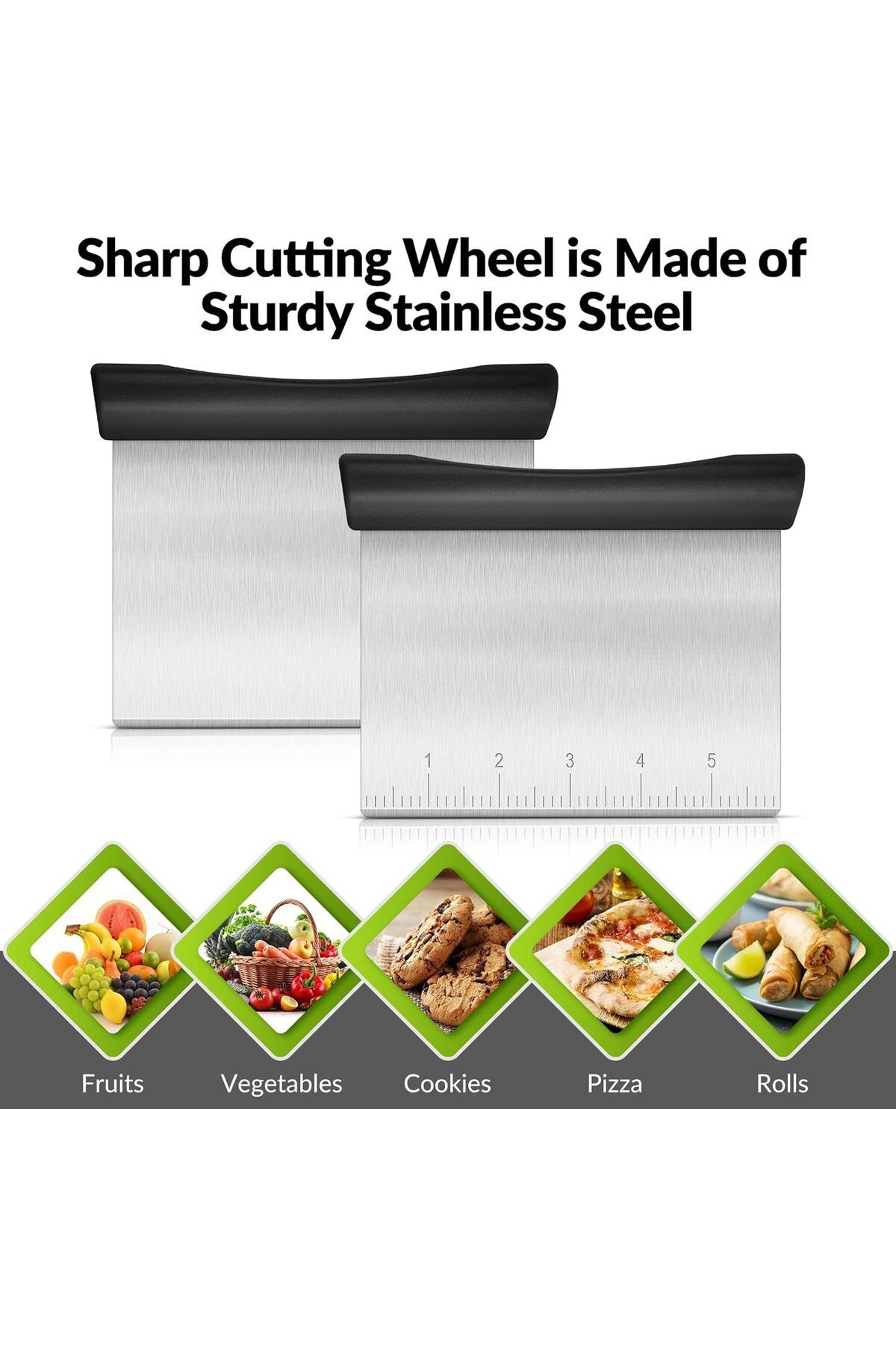 Generic-X spring Cake Scraper, 15cm Stainless Steel Dough Scraper, Ergonomic Handle for Precision, Food Scr 7
