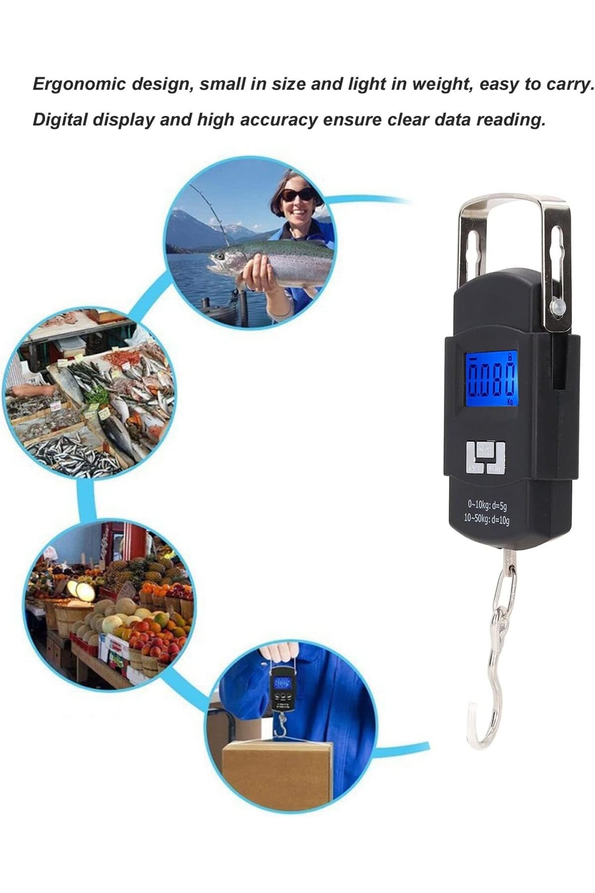 خطاف وزن Winsilt، ميزان أمتعة مزود ببطارية وقراءة تلقائية، 50 كجم، أمتعة إلكترونية رقمية