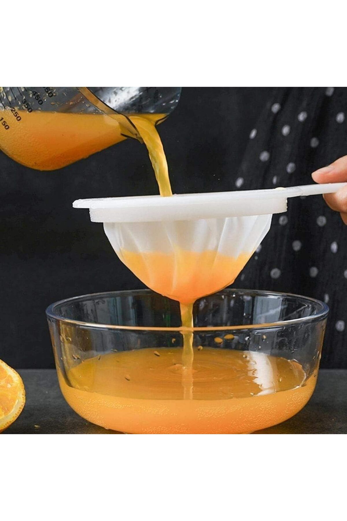 Generic-Sasha Square Kitchen Ultra-Fine Nylon Mesh Strainer I Plastic Sieve Fine Mesh Filter Spoon For Soy 2