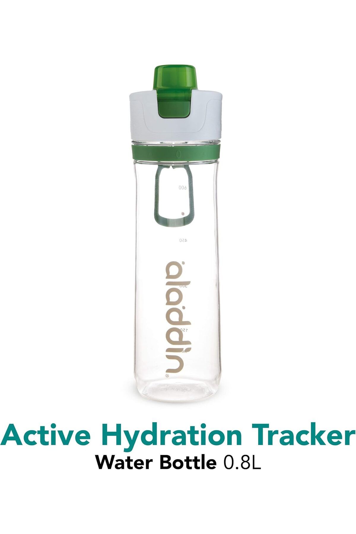 Generic-Aladdin Active Hydration Tracker Water Bottle 0.8L Green – One-Hand Push Button Leakproof Lid | Ref 2
