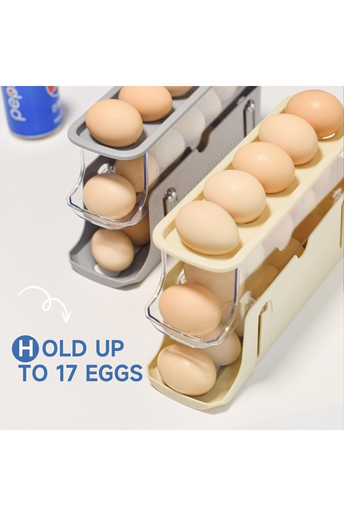 Generic-XIUWOO Egg Holder for Refrigerator, Egg Container 3-Tier,Foldable Egg Storage, Automatic Egg Rollin 7