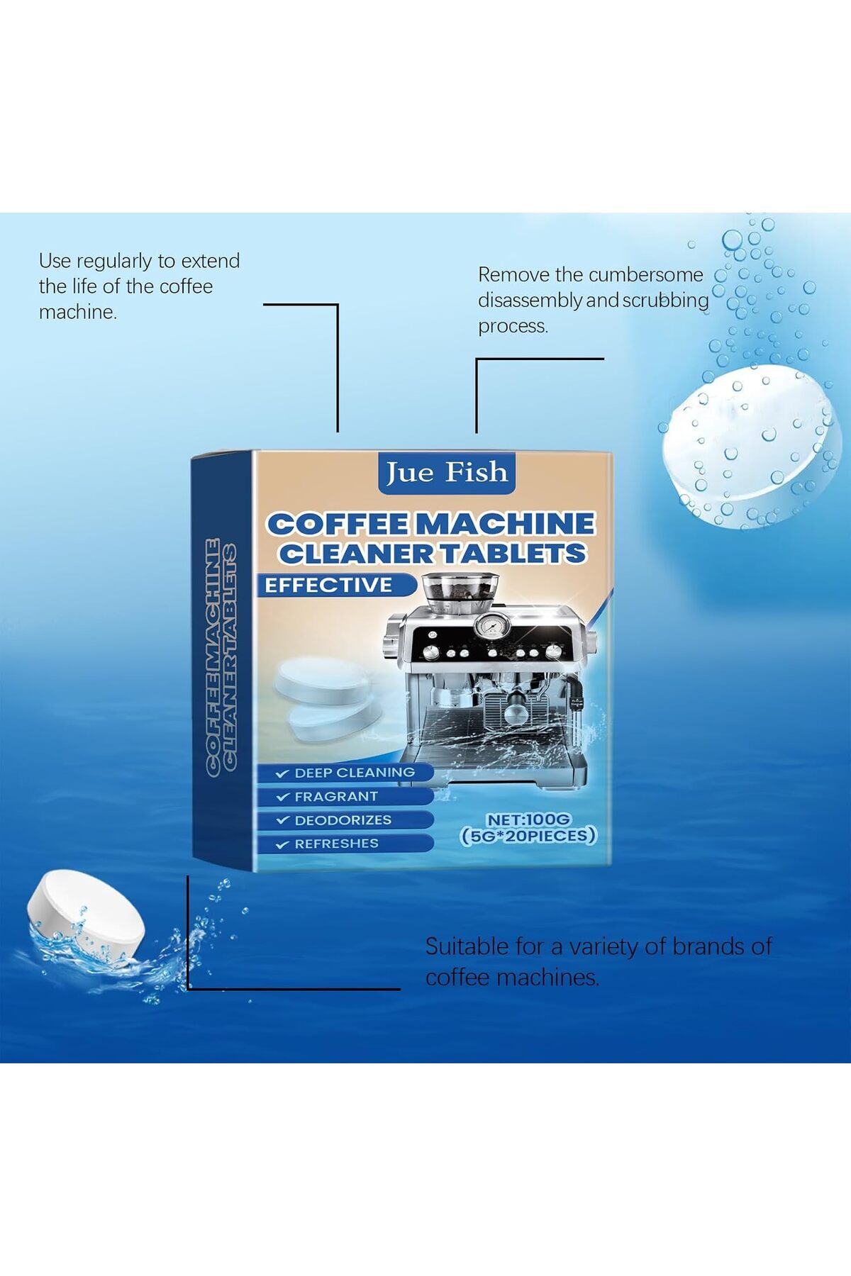Generic-Cleaning and Descaling Tablets for Coffee Machines - 20 Tablets, Compatible with Nespresso, Keurig, Ninja, DeLonghi, 2