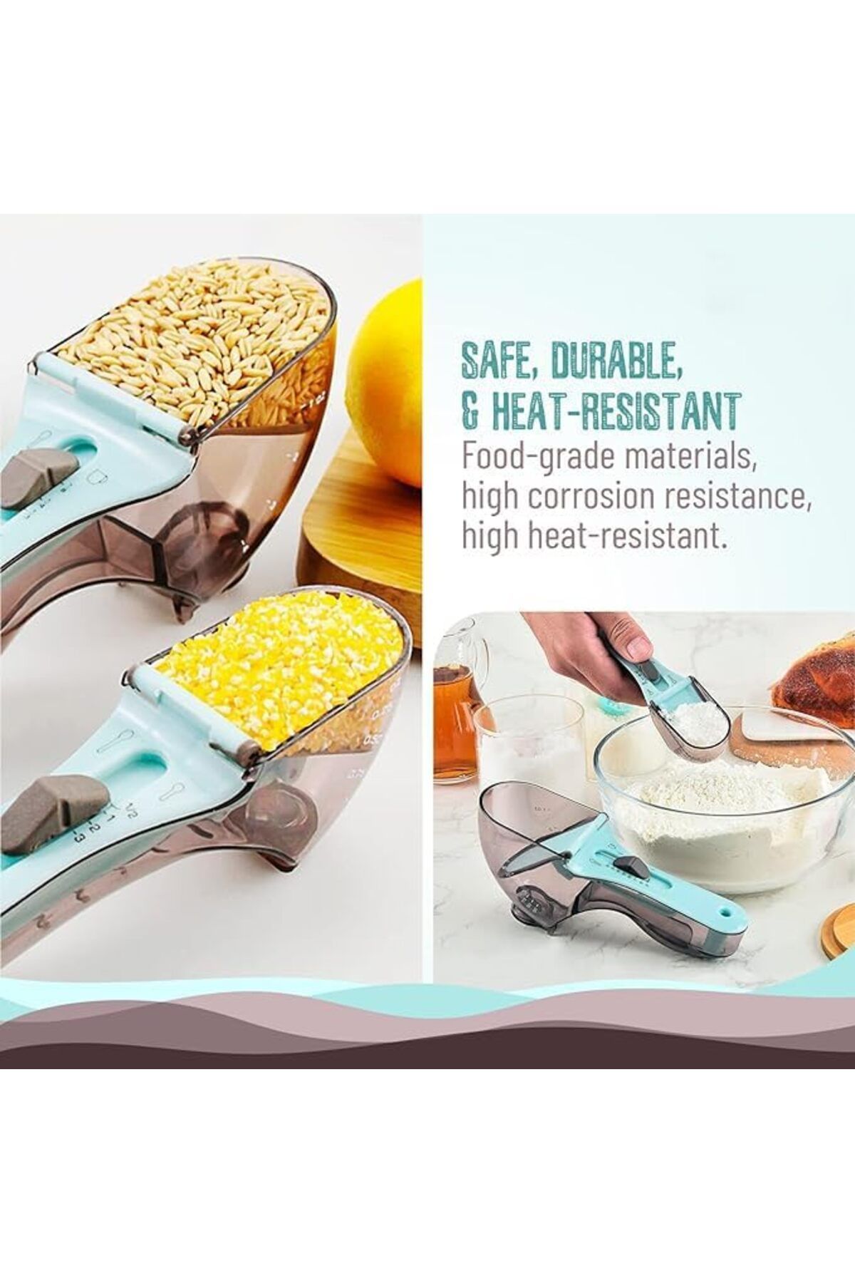 Generic-Tazweeq Measuring Spoon Set for Kitchen, Two Cups Sizes For All Kind of Dry and Liquid Measuring, A 5