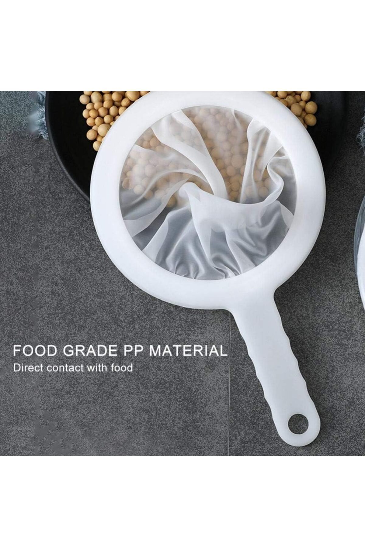 Generic-Sasha Square Kitchen Ultra-Fine Nylon Mesh Strainer I Plastic Sieve Fine Mesh Filter Spoon For Soy 5