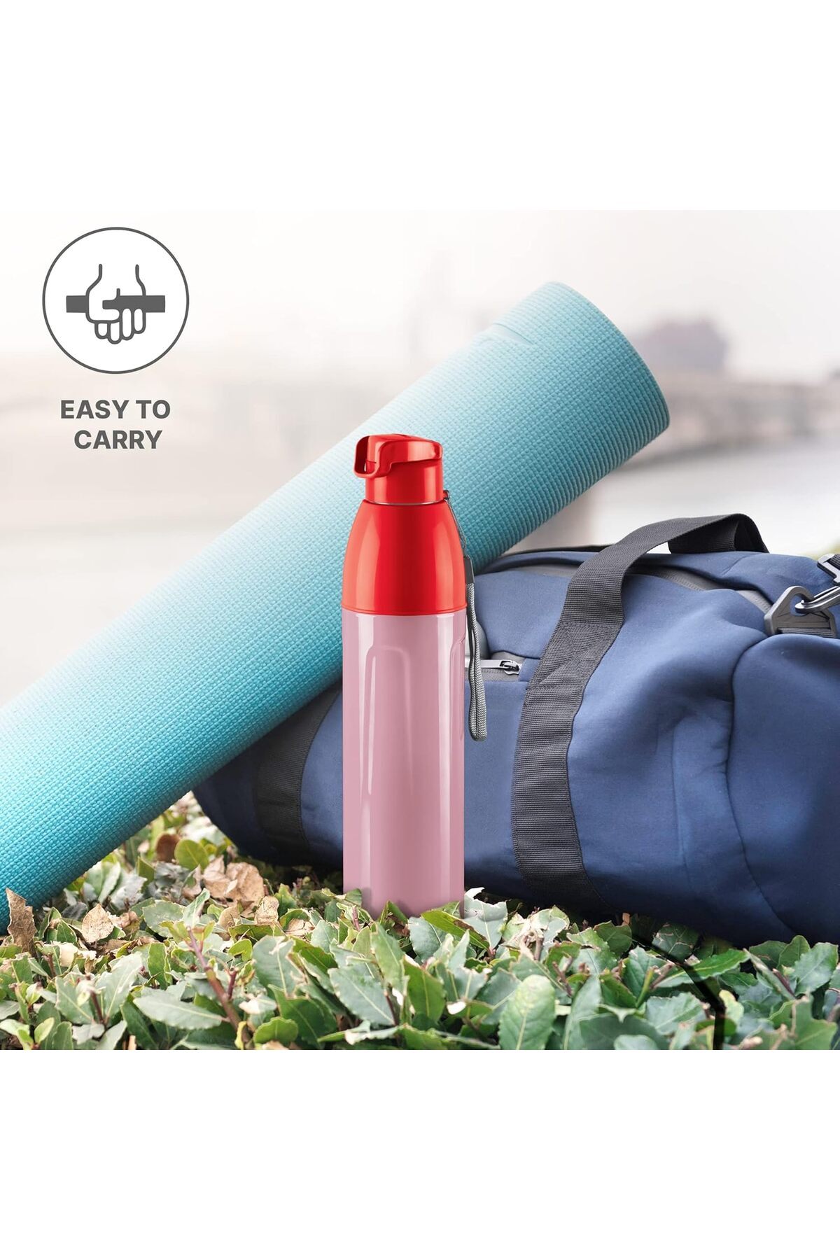 Generic-MILTON Kool Convex 1100 Insulated Inner Pet Water Bottle, 900 ml, Light Red | Easy To Carry | Leak 4